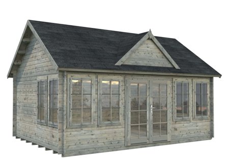 Palmako Claudia Stuga 20,1 m²/inv. 19,4 m², grå impregnerad, Stugor & förråd