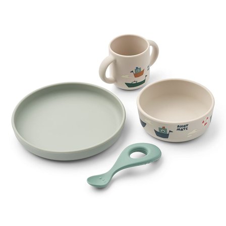 LIEWOOD Vivi Printed Tableware Set Sailing Sandy OS Onesize, Børn & Forældre, Service, Spisesæt