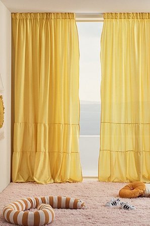 Jotex - Vorhang Mit Volant Im 2er-pack Gelb - MEAUX - Kaufe Kindergardinen bei Jotex