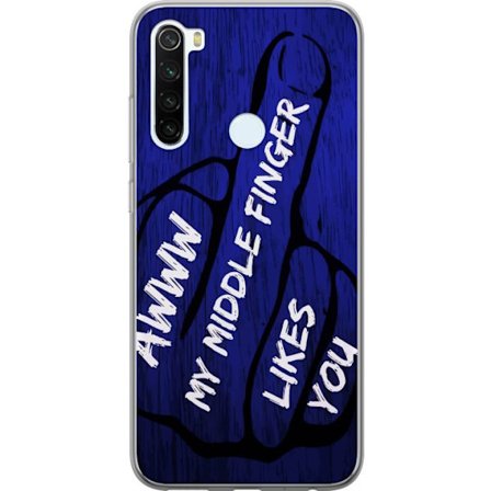 Kompatibelt Mobildeksel til Xiaomi Redmi Note 8 Mørk typografisk illustrasjon med hjerteform og budskap om vennskap mot dyp blå tretekstur