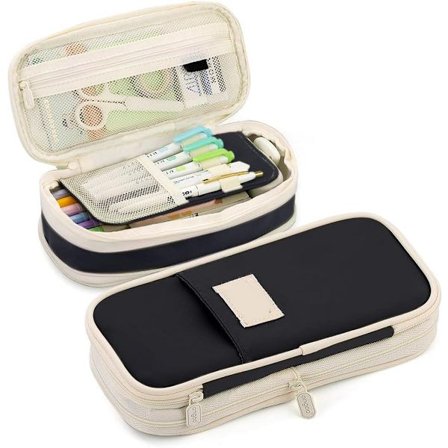 Penaalikotelo pojille ja tytöille koulutarvikkeet suuri kapasiteetti penaalikotelo kangas esteettinen pestävä vaakasuora aukko penaalikotelot musta