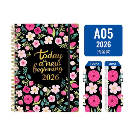 Engelskt anteckningsblock A5 Metallspiral Anteckningsbok Veckoplan 2026 A05