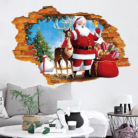 3D jouluseinätarra Santa Claus vinyylitarrat irrotettavat kodin sisustus lastenhuoneeseen olohuoneeseen 50*70 cm 2 kpl