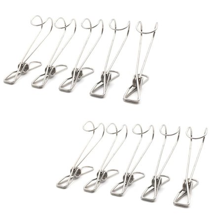20 st torkklämma i rostfritt stål med krok och trådklämma, klämma för torkning av kläder, datafil, förvaringsklämma med krok