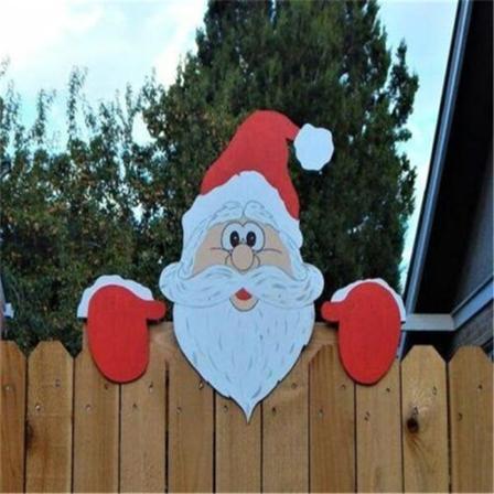Juldekorationer jultomten renar över staketet prydnad Jul hem trädgård dekoration Santa Claus