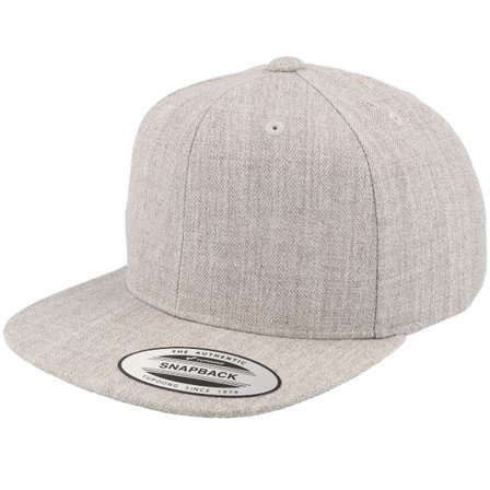Yupoong - Grå snapback Keps - Kids Heather Grey Snapback @ Hatstore