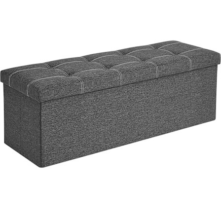Songmics Storage Ottoman, foldble förvaringskista, 110 x 38 x 38 cm, mörkgrå