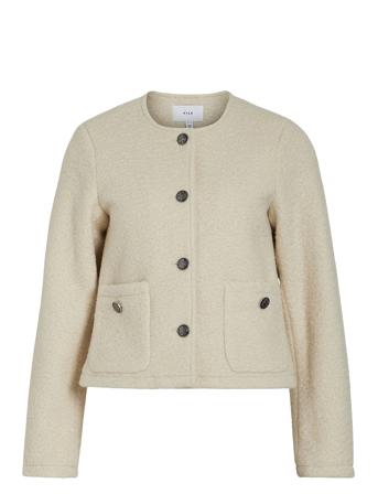 Vikera L/S Short Jacket Tops Knitwear Cardigans Beige Vila