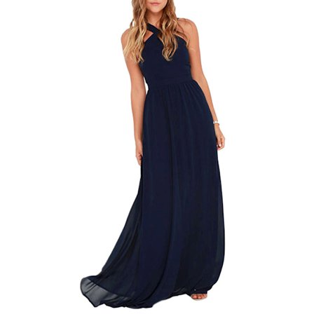 Damklänning Cross Halter Off Shoulder Brudtärnklänning Lång axi