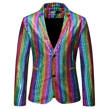 Mænds Metallic Jakke Blazer 70'er Disco Party Sportjakke