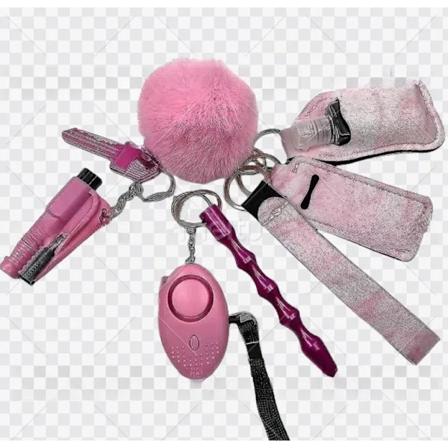 Essential självförsvar handlet plysch boll sæt for att gå ud, kvinders håndväska, aluminium varglarm nyckelring NO.2