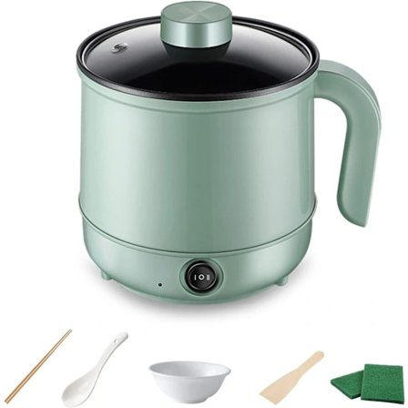 Monitoiminen sähköliesi, mini-sähköhöyrystin, täydellinen nuudelien/pastan/munien/keiton/pihvin valmistukseen (vihreä)