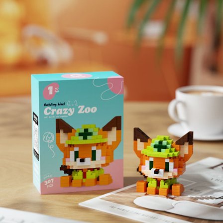 307 kpl Sarjakuva Eläintarhan Eläin Tiili Sokkolaatikko | Opettavainen Rakennuspalikkalelu Lapsille-9: Pieni Punakettu 307 kpl-maa