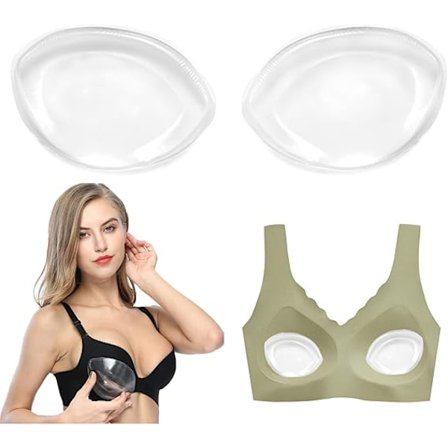 Silikoninlägg för BH med push-up-effekt för kvinnor (Transparent) - Löstagbara inlägg för BH