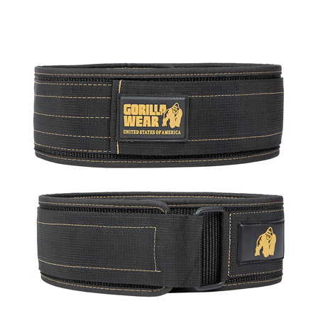 Gorilla Wear Gear 4 Inch Løftebelte Nylon Svart/Gull