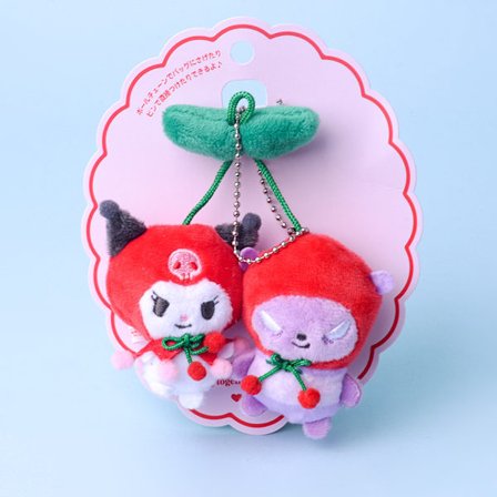 Mub- Kawaii Anime Sanrioed Cherry Plush Toys Bag Pendant Cartoon Purin Dog Kuromi Cat Doll Keychain Girl Gifts