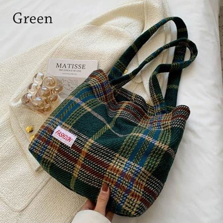 Tote Bag Plaid Håndvesker GRØNN