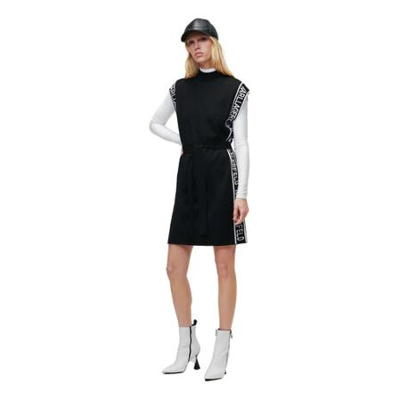 Karl Lagerfeld, Sleeveless Logo Knit Dress Czarny, Kobieta, Rozmiar: M