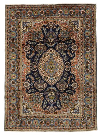 Hand Knotted Qum Kork/Silk Rug 248X345 Wool Brown/Black Large