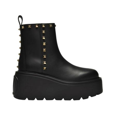 Valentino Garavani, Platform Ankle Boots in Czarny Leather Czarny, Kobieta, Rozmiar: 40 EU