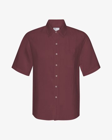 Linen SS Shirt - Oxblood Red M