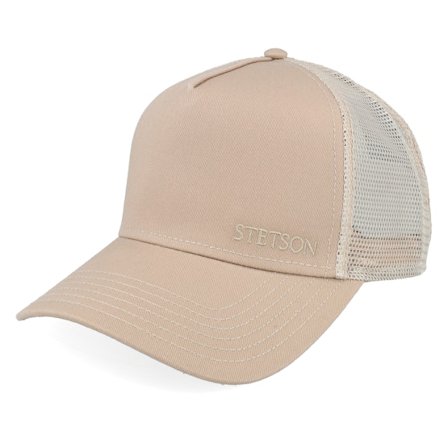 Stetson - Beige Trucker Cap - Cotton Khaki A-Frame Trucker @ Hatstore