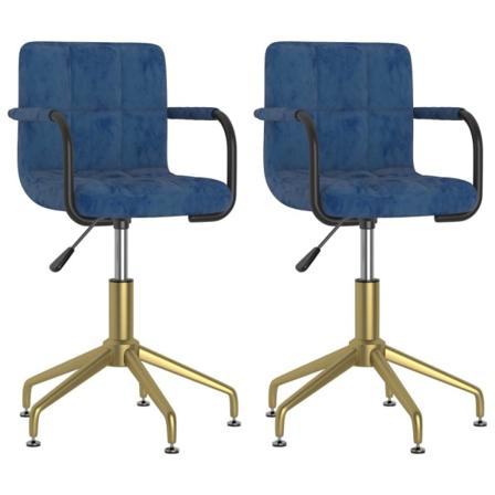 Vidaxl Snurrbara Matstolar 2 St Blå Sammet Blå