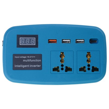 Multifunktionel 18V-21V til 220V Inverter Batteriopladeradapter med 3xUSB og 1xUSB C-port til Smartphones Tablets