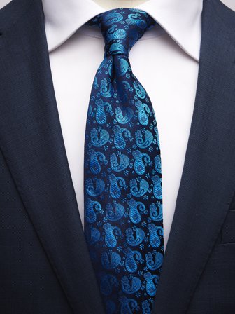 John Henric Men's Blaue Paisley Krawatte Size 7,5