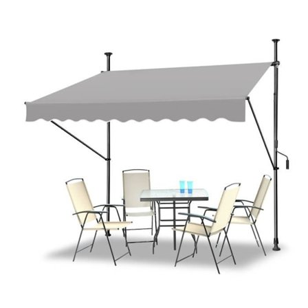 Balkongförvaring - YUENFONG - 250 x 120 cm - Manuell utökning - UV-beständig - Grå