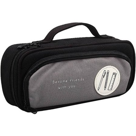 Pennal for tenåringer, pennal for voksne, bred åpning, mørk grå KLB