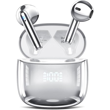 2025 Senaste Modell Trådlösa Hörlurar, Bluetooth Hörlurar 48H Speltid Öronproppar med LED Strömdisplay, IPX7 Vattentäta Bluetooth 5.4 Hörlurar