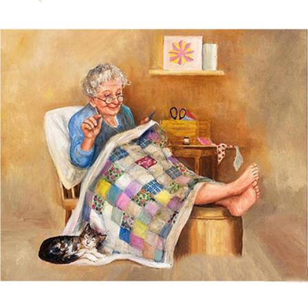 Full 5d Diy Diamond Painting Cross Stitch Granny Rhinestone Brod Som På Bilden 1 30x40cm
