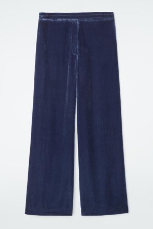 COS Women's Silk Blend Velvet Trousers in Blue