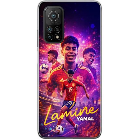 Kompatibel Mobilcover til Xiaomi Xiaomi Mi 10T 5G Lamine Yamal fodboldplakat i spansk landsholdstrøje med dynamisk handling, farverig sportsillustrat