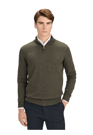 John Henric Merino Zipper Sweater (rick) Tröjor Herr Grön S