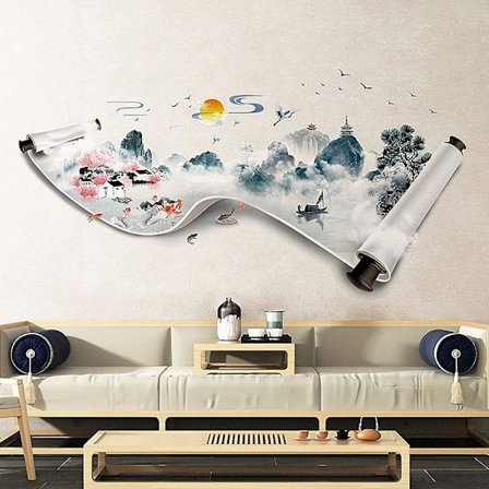 3D vægklistermærker blækmaleri vægklistermærker landskabsmaleri kunst vægdekoration hjem indretning skræl og klæb vægdekoration til hjem soveværelse (