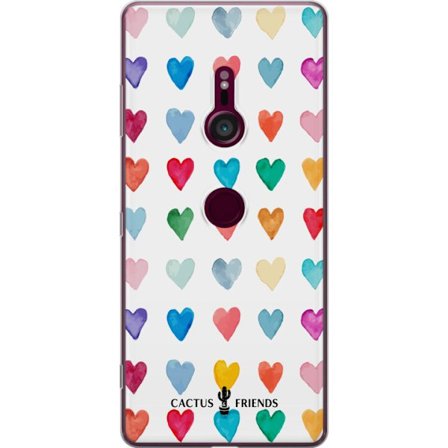 Kompatibelt Mobildeksel til Sony Sony Xperia XZ3 Cactus and Friends - Watercolor Love Grid