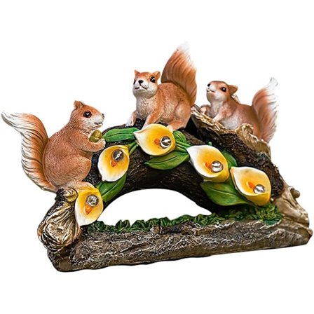 Solcellelampe med Egern til Plænen, Kreativ Dekorativ Belysning til Have og Terrasse, Holdbar Solcellefigur til Udendørs Belysning, Charmerende 