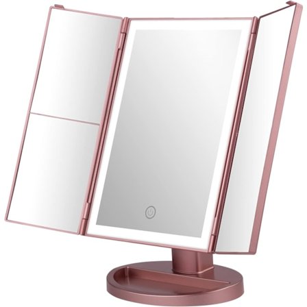 Lighted Makeup Mirror, 2X/3X Lighted Magnifying Mirror, Foldable Mirror, 1