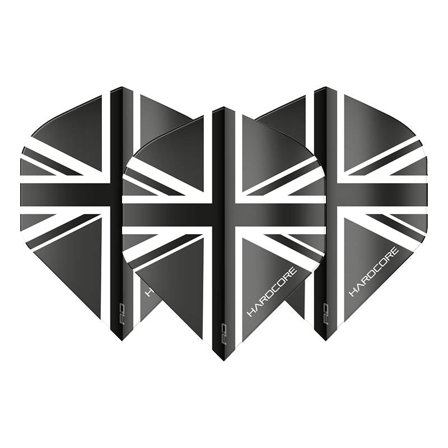 Red Dragon Darts Flights Standard Hardcore Union Jack 100 Micron 15 Flights 5 Sets Black/White
