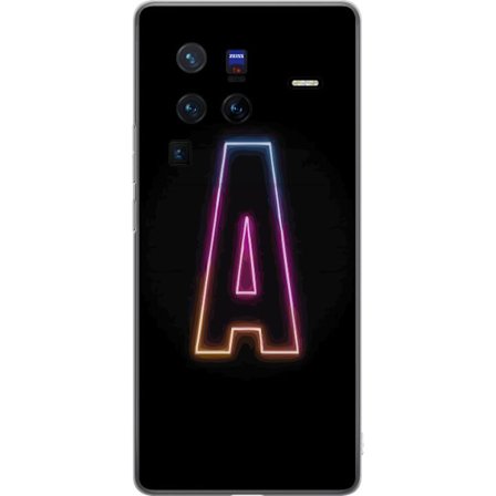 Kompatibel Mobilcover til vivo vivo X80 Pro Minimalistisk neonbogstav A i regnbuefarvet lys mod sort baggrund i moderne typografisk stil