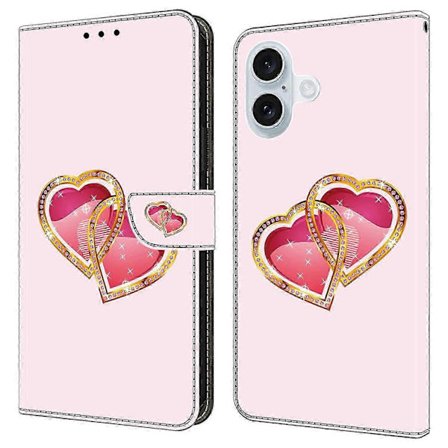 Skal till iPhone 16 Mönstertryckt Skyddande Läder Flip Fodral