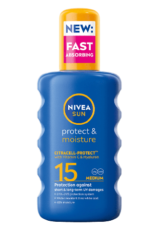 NIVEA Solspray Protect & Moisture Sun Spray SPF15 200 ml Solskydd solvård Dam