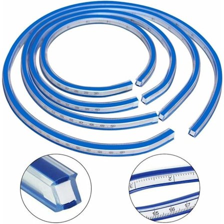 Fleksibel linjal buet linjal plast vinyl linjal for tegning grafisk design og klesplagg snekring (50cm) KLB