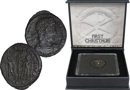 Romerriget - Konstantin den Store, Første Jul - 1 bronze mønt - Meget god