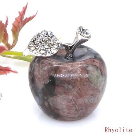 30Mm Apple Figur Naturlige Ametyst Krystal Plejede Reiki Healing Perler Kvarts Rum Møbler Prydnad Hjem Indretning Jule Gi Gi Tog Rhyolite 1pc