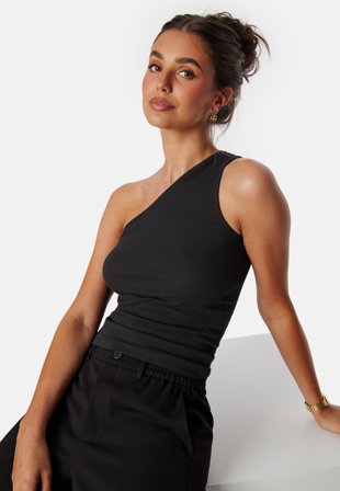 Pieces Pcruka One Shoulder Top Black Klær