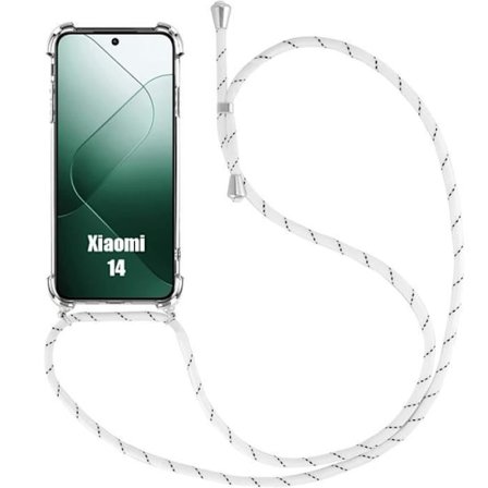 Coque Collier Cordon - Xiaomi - 14 - TPU Förstärkt - Repellerande - Vit Corde