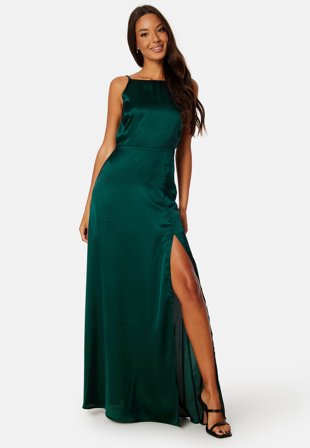 Bubbleroom Occasion - Laylani Satin Gown - Dark green